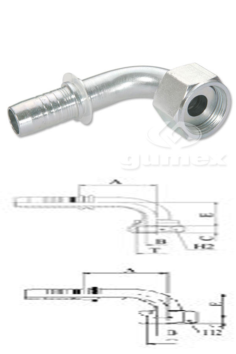 ORFS 90°, DN6, Überwurfmutter mit Innengewinde CAT 9/16"-18, Stahl, 